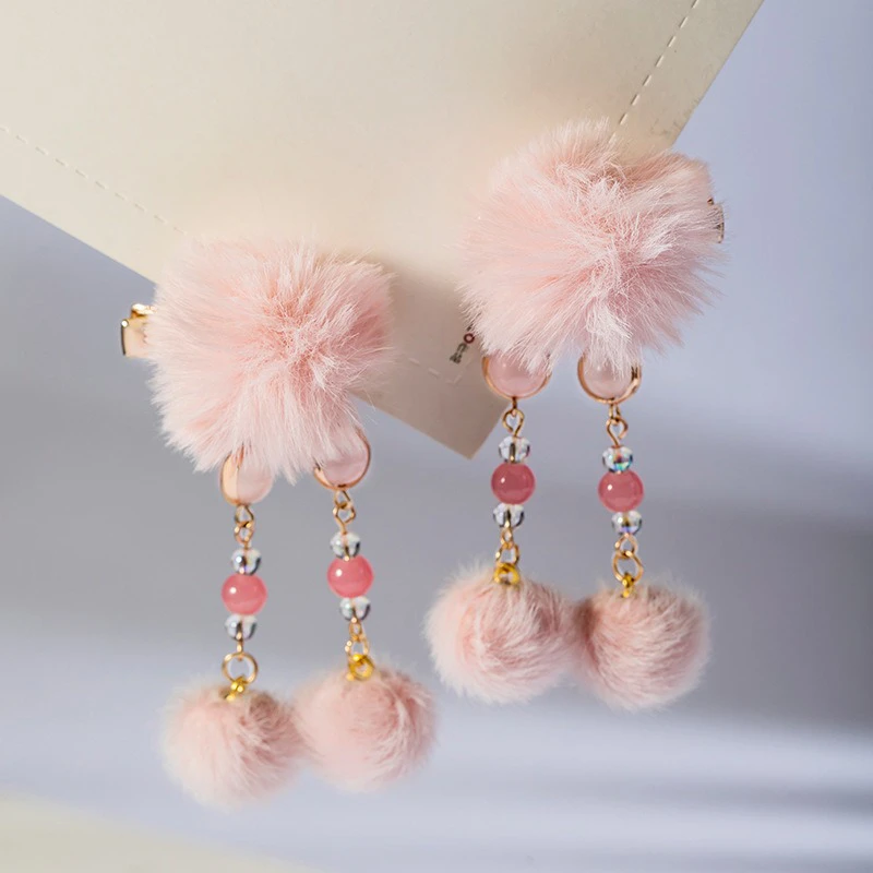 Pink-Plush-Cute-Kids-Hanfu-Hair-Clip-Han-Element-3 Pink Plush Cute Kids Hanfu Hair Clip Han Element