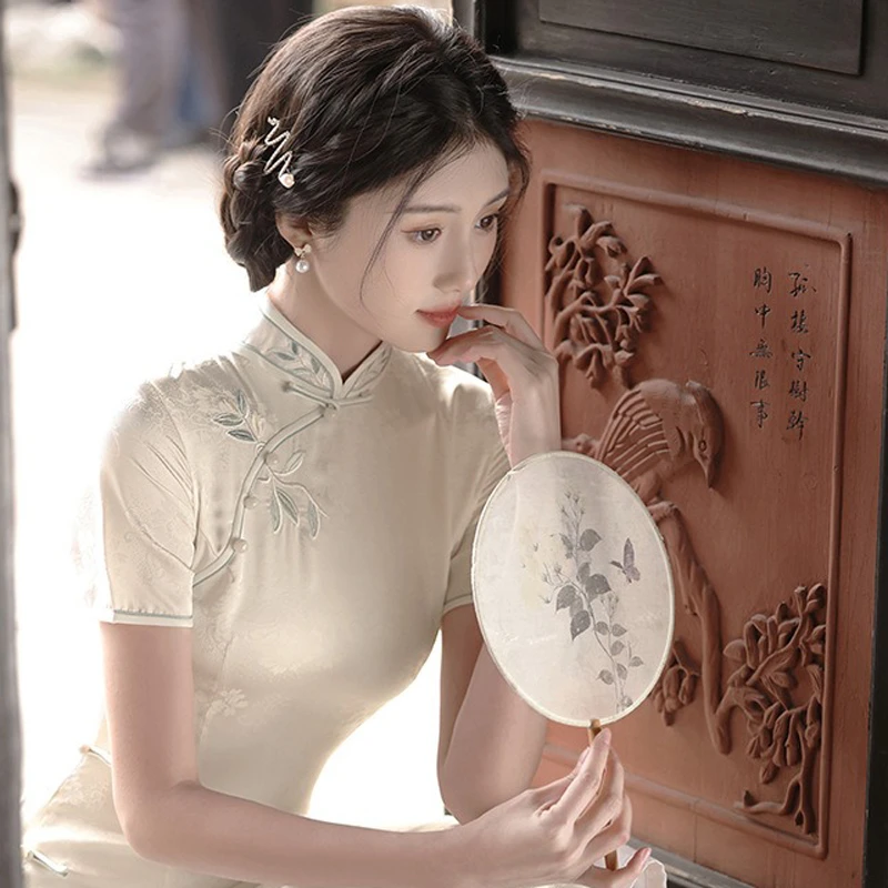 Summer-Young-Girls-Dress-White-Daily-Cheongsam-Vintage-Style-1 Ivory Grace