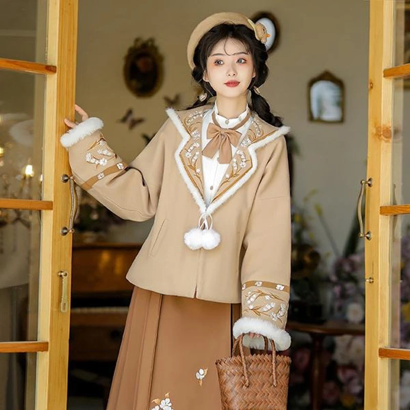 Women's-New-Ming-Dynasty-Ma-Mian-Skirt-Suit-Daily-Fashion-Clothing-2 Women's New Ming Dynasty Ma Mian Skirt Suit Daily Fashion Clothing