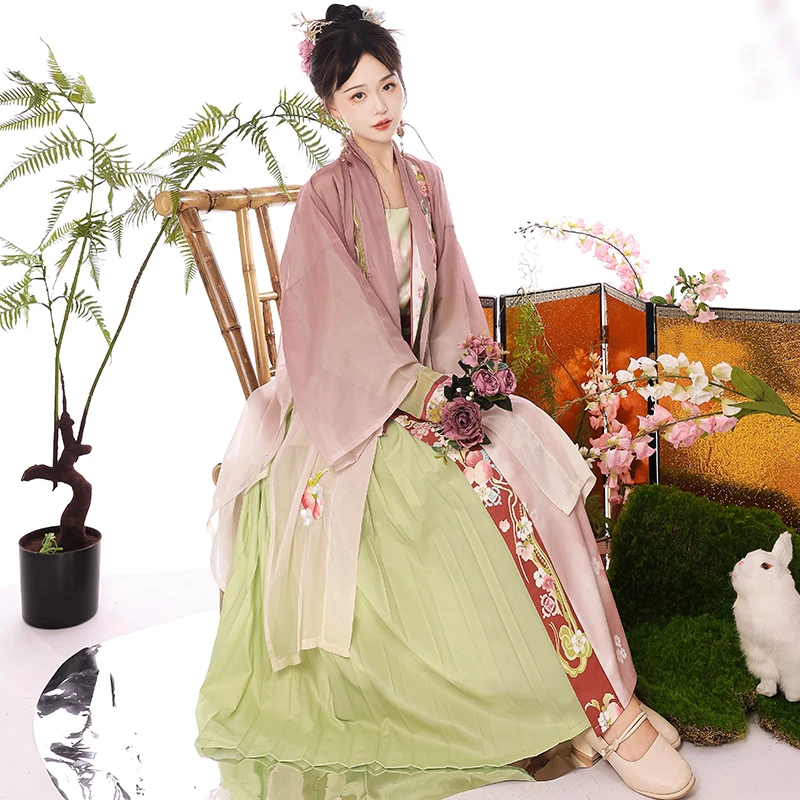 Pink-Women-Hanfu-Song-Dynasty-Casual-Skirt-for-Summer-2 Pink Women Hanfu Song Dynasty Casual Skirt for Summer