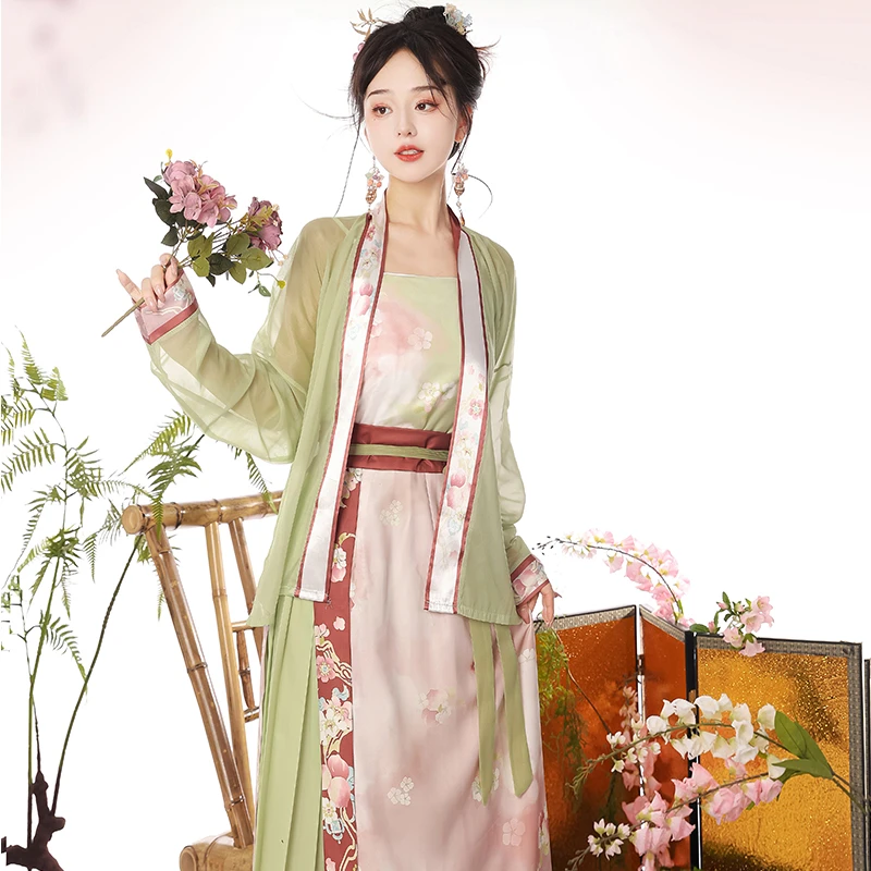 Pink-Women-Hanfu-Song-Dynasty-Casual-Skirt-for-Summer-3 Pink Women Hanfu Song Dynasty Casual Skirt for Summer