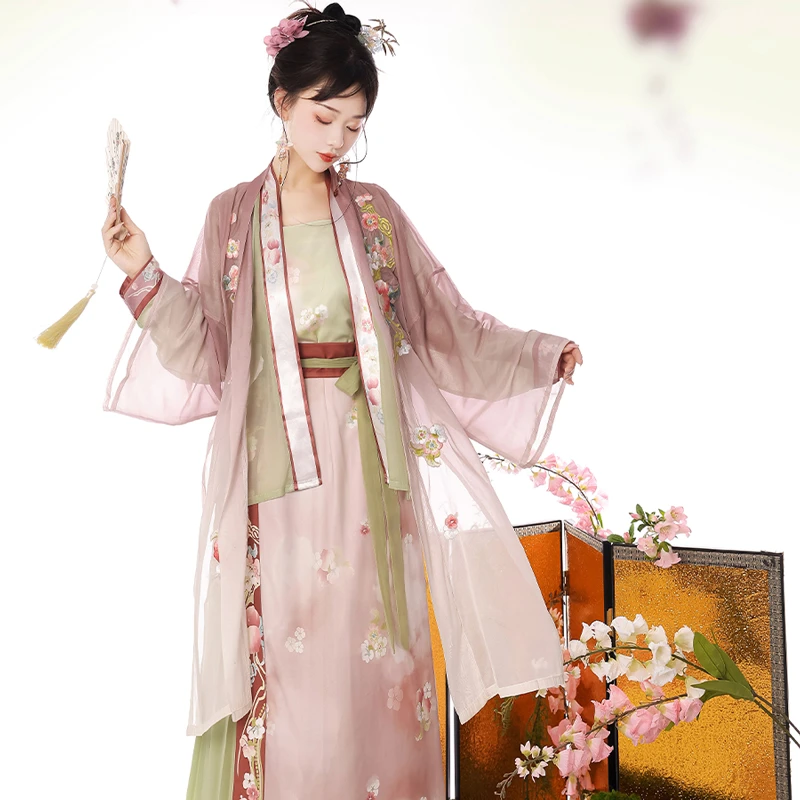 Pink-Women-Hanfu-Song-Dynasty-Casual-Skirt-for-Summer-4 Pink Women Hanfu Song Dynasty Casual Skirt for Summer