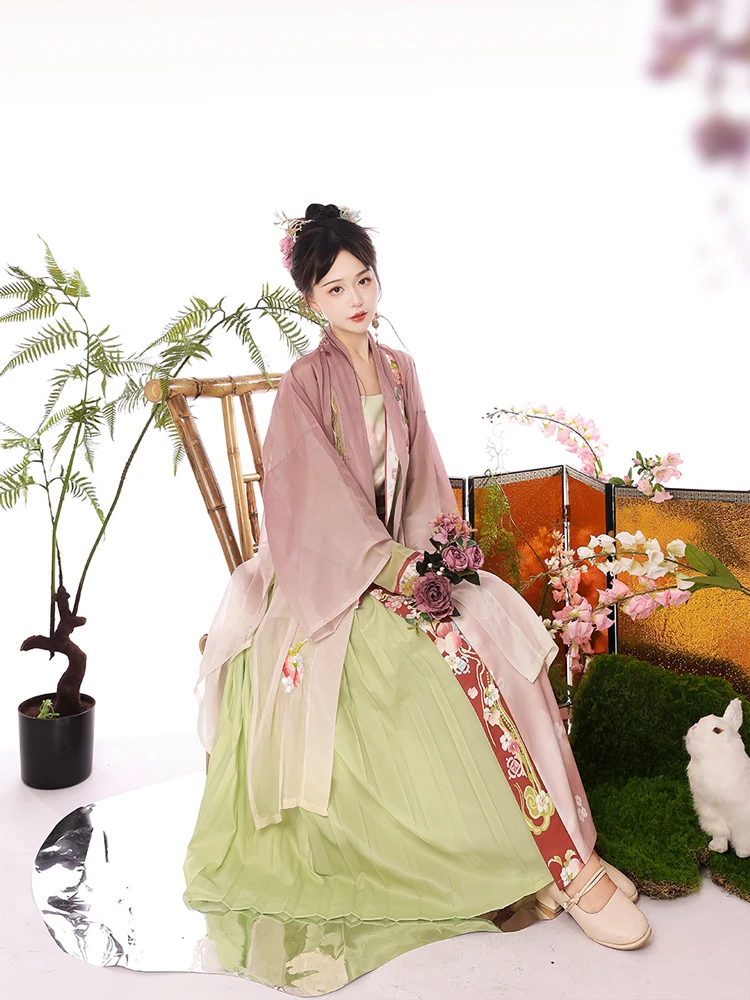 Pink Women Hanfu Song Dynasty Casual Skirt for Summer