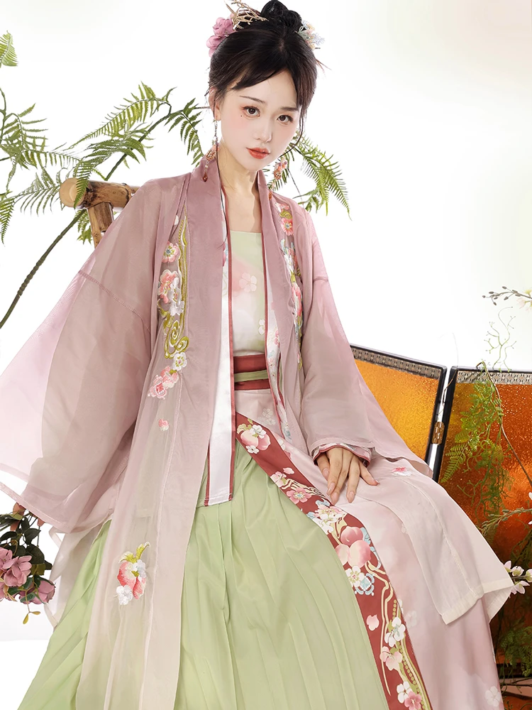 Pink Women Hanfu Song Dynasty Casual Skirt for Summer