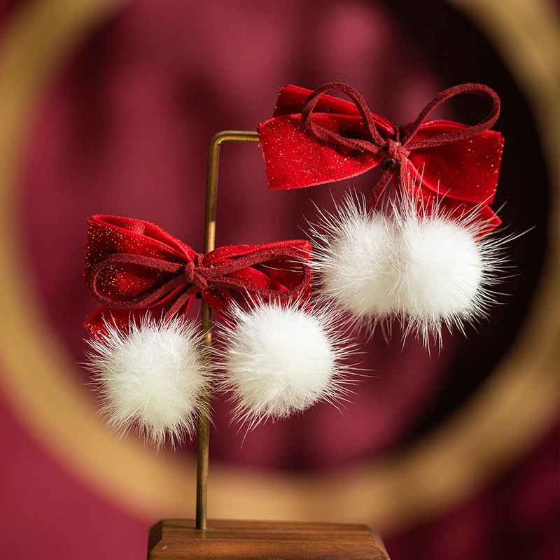 Red-Ribbon-Hair-Clip-Bangs-Clip-New-Year-Children's-Festive-Hair-Accessories-1 Festive Bow
