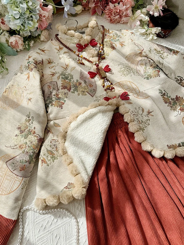New Year Ming Dynasty Hanfu Suit Aoqun Thickened Style