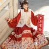 Women's-New-Year-Hanfu-Ming-Dynasty-Red-Colour-Ma-Mian-Skirt-2 Women's New Year Hanfu Ming Dynasty Red Colour Ma Mian Skirt