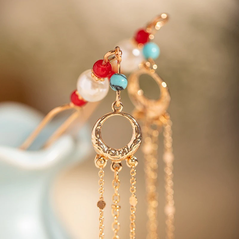 Ancient-Style-Tassel-Hair-Hairpin-Hanfu-Buyao-Headwear-2 Ancient Style Tassel Hair Hairpin Hanfu Buyao Headwear