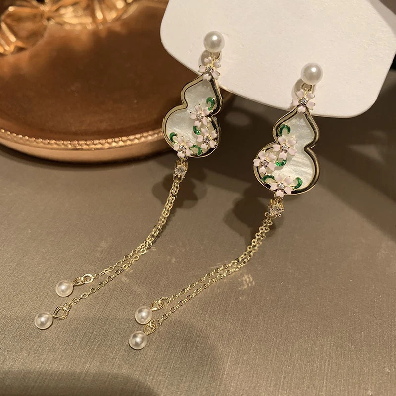 Gourd-Tassel-Earrings-Women's-Gentle-Flower-Ear-Jewelry-1 Gourd Tassel Earrings Women's Gentle Flower Ear Jewelry