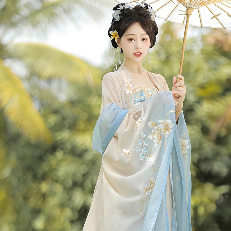 Hanfu-Tang-Dynasty-Hezi-Qun-Spring-Embroidered-Fairy-Skirt-2 Hanfu Tang Dynasty Hezi Qun Spring Embroidered Fairy Skirt