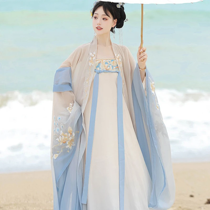 Hanfu-Tang-Dynasty-Hezi-Qun-Spring-Embroidered-Fairy-Skirt-4 Hanfu Tang Dynasty Hezi Qun Spring Embroidered Fairy Skirt