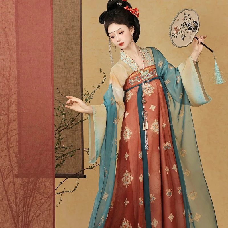 Tang-Dynasty-Qixiong-Shanqun-Summer-Women's-Vintage-Long-Skirt-2 Tang Dynasty Qixiong Shanqun Summer Women's Vintage Long Skirt