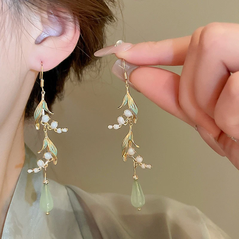 Women's-Earrings-Hooks-Bell-Orchid-Flower-Fresh-Fashion-Cheongsam-Ear-Accessories-2 Women's Earrings Hooks Bell Orchid Flower Fresh Fashion Cheongsam Ear Accessories