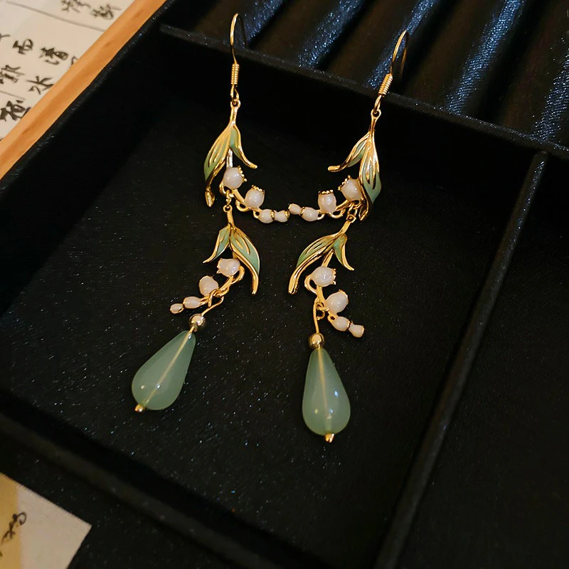 Women's-Earrings-Hooks-Bell-Orchid-Flower-Fresh-Fashion-Cheongsam-Ear-Accessories-3 Women's Earrings Hooks Bell Orchid Flower Fresh Fashion Cheongsam Ear Accessories