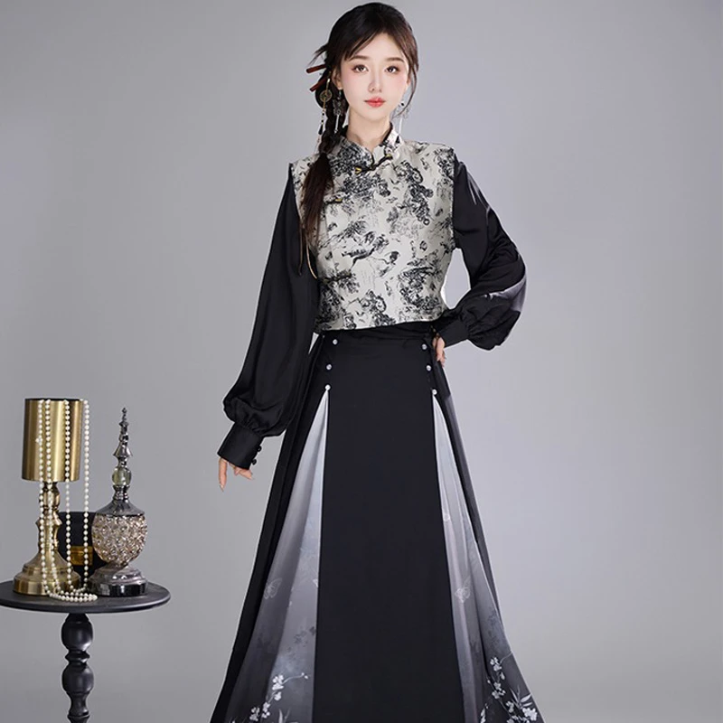 Fashion-Hanfu-Ladies-Spring-Daily-Han-Element-Ink-Style-2 Fashion Hanfu Ladies Spring Daily Han Element Ink Style
