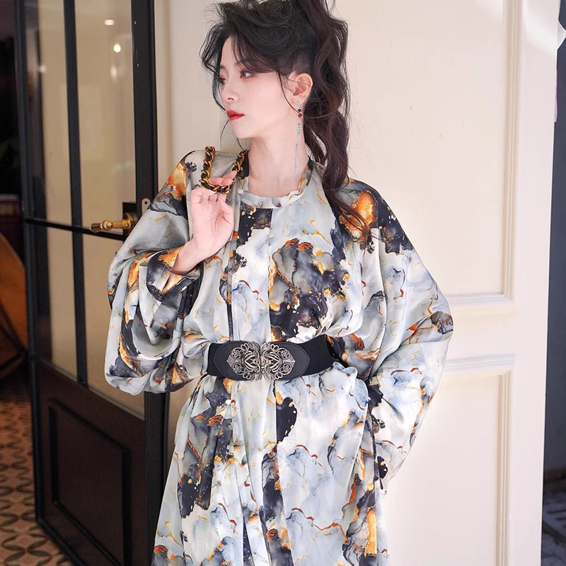 Fashion-Tang-Dynasty-Round-Collar-Robe-Women's-Hanfu-Gowns-1 Mist Blossom