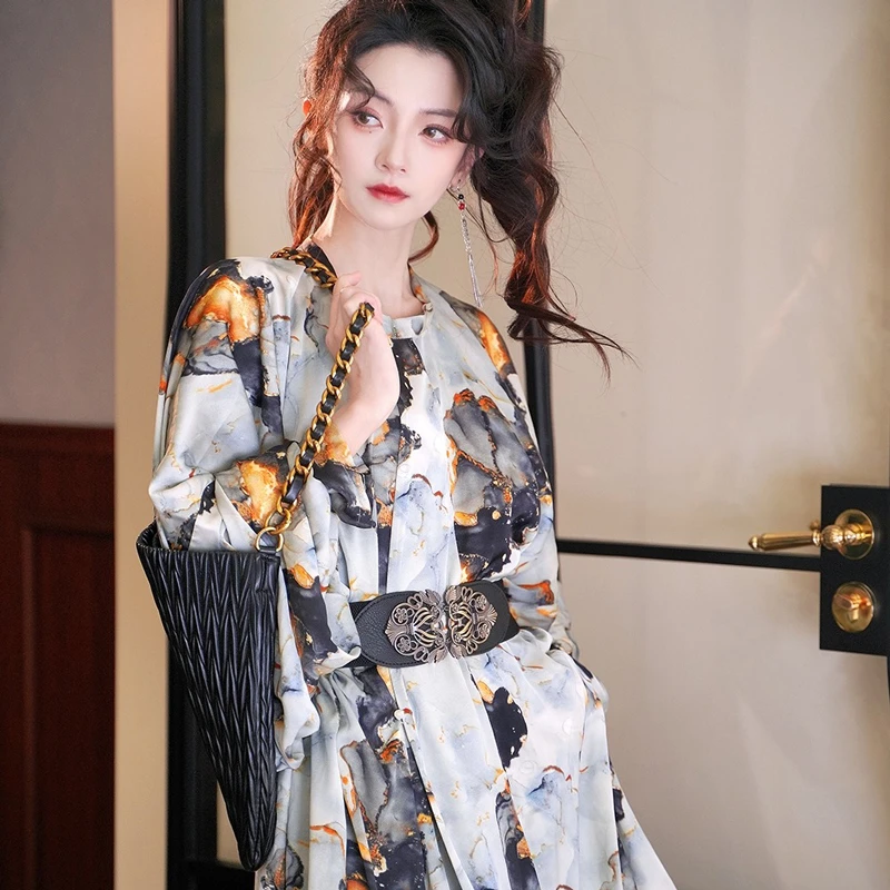 Fashion-Tang-Dynasty-Round-Collar-Robe-Women's-Hanfu-Gowns-4 Fashion Tang Dynasty Round Collar Robe Women's Hanfu Gowns