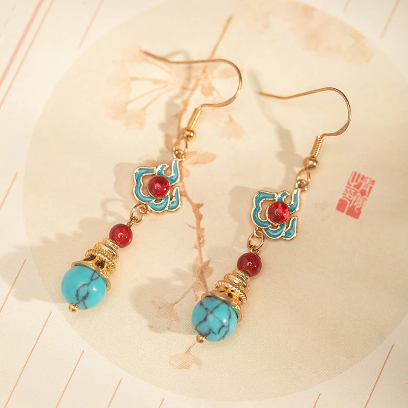 Hanfu-Earrings-Lucky-Cloud-Cheongsam-Vintage-Ear-Accessories-1 Gemstone Earrings