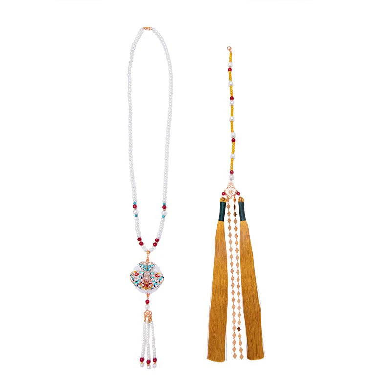 Hanfu-Ma-Mian-Dress-Accessories-Yingluo-Long-Tassel-Necklace-4 Hanfu Ma Mian Dress Accessories Yingluo Long Tassel Necklace