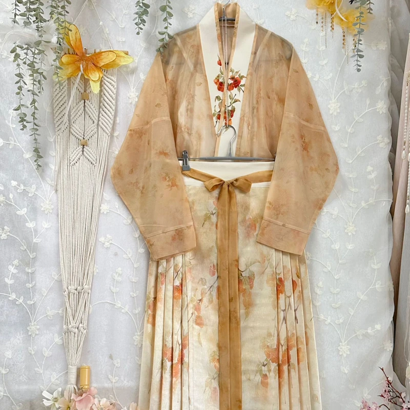 Ming-Dynasty-Hanfu-Spring-Thin-Women's-Plane-Sleeve-Dresses-4 Ming Dynasty Hanfu Spring Thin Women's Plane Sleeve Dresses