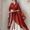 Wuxia-Hanfu-Wei-Jin-Style-Red-Dance-Skirt-1 Wuxia Hanfu Wei Jin Style Red Dance Skirt