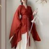 Wuxia-Hanfu-Wei-Jin-Style-Red-Dance-Skirt-4 Wuxia Hanfu Wei Jin Style Red Dance Skirt