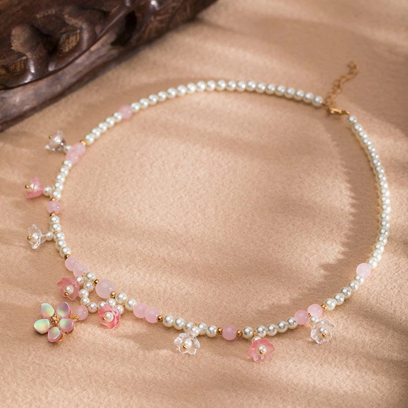 Ancient-Style-Necklace-Women-Pink-Petal-Bell-Orchid-Yingluo-Accessories-1 Ancient Style Necklace Women Pink Petal Bell Orchid Yingluo Accessories
