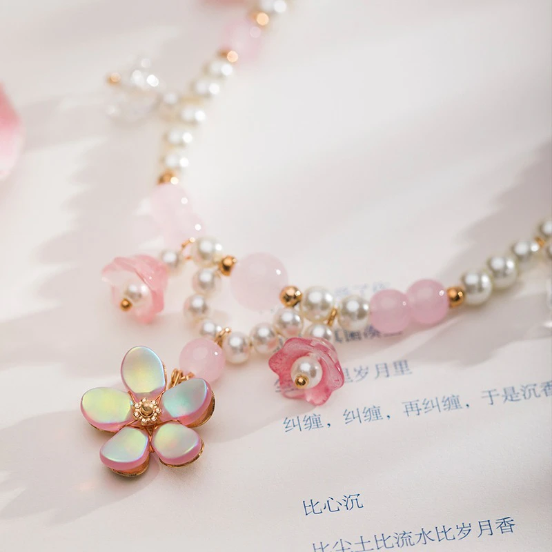 Ancient-Style-Necklace-Women-Pink-Petal-Bell-Orchid-Yingluo-Accessories-3 Ancient Style Necklace Women Pink Petal Bell Orchid Yingluo Accessories
