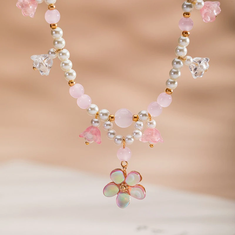 Ancient-Style-Necklace-Women-Pink-Petal-Bell-Orchid-Yingluo-Accessories-4 Ancient Style Necklace Women Pink Petal Bell Orchid Yingluo Accessories