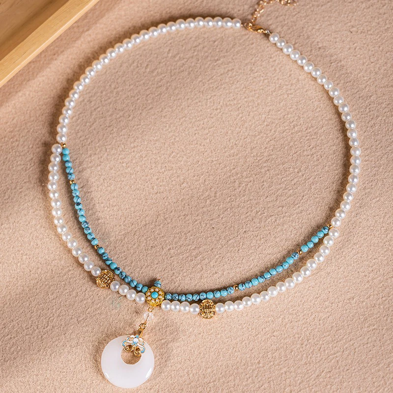 Hanfu-Accessories-Double-Yingluo-Vintage-Cheongsam-Pearl-Pendant-2 Hanfu Accessories Double Yingluo Vintage Cheongsam Pearl Pendant