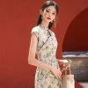 Printed-Cheongsam-New-Girls-Daily-Chinese-Dress-Long-Qipao-2 Printed Cheongsam New Girls Daily Chinese Dress Long Qipao