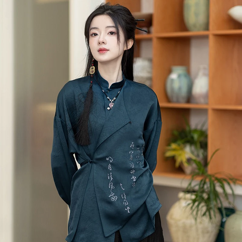 Spring-Hanfu-Elements-Women's-Clothing-Songku-Fashion-Shirt-2 Spring Hanfu Elements Women's Clothing Songku Fashion Shirt