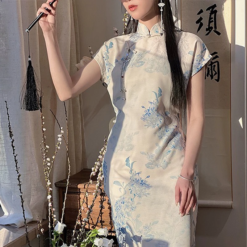 Summer-Ladies-Cheongsam-Elegant-Summertime-Vintage-Dresses-3 Summer Ladies Cheongsam Elegant Summertime Vintage Dresses