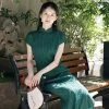 Summer-Short-sleeved-Cheongsam-Long-Vintage-Women's-Dresses-2 Summer Short-sleeved Cheongsam Long Vintage Women's Dresses
