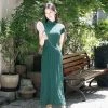 Summer-Short-sleeved-Cheongsam-Long-Vintage-Women's-Dresses-4 Summer Short-sleeved Cheongsam Long Vintage Women's Dresses