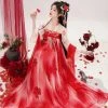 Tang-Dynasty-Qixiong-Shanqun-Women-Summer-Red-Skirt-1 Tang Dynasty Qixiong Shanqun Women Summer Red Skirt