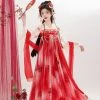 Tang-Dynasty-Qixiong-Shanqun-Women-Summer-Red-Skirt-3 Tang Dynasty Qixiong Shanqun Women Summer Red Skirt