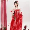 Tang-Dynasty-Qixiong-Shanqun-Women-Summer-Red-Skirt-4 Tang Dynasty Qixiong Shanqun Women Summer Red Skirt