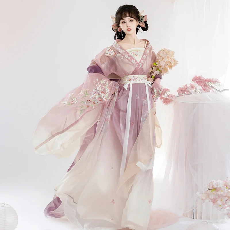Wei-Jin-Style-Hanfu-Big-Sleeve-Ladies-Pink-Fairy-Hanfu-1 Wei Jin Style Hanfu Big Sleeve Ladies Pink Fairy Hanfu