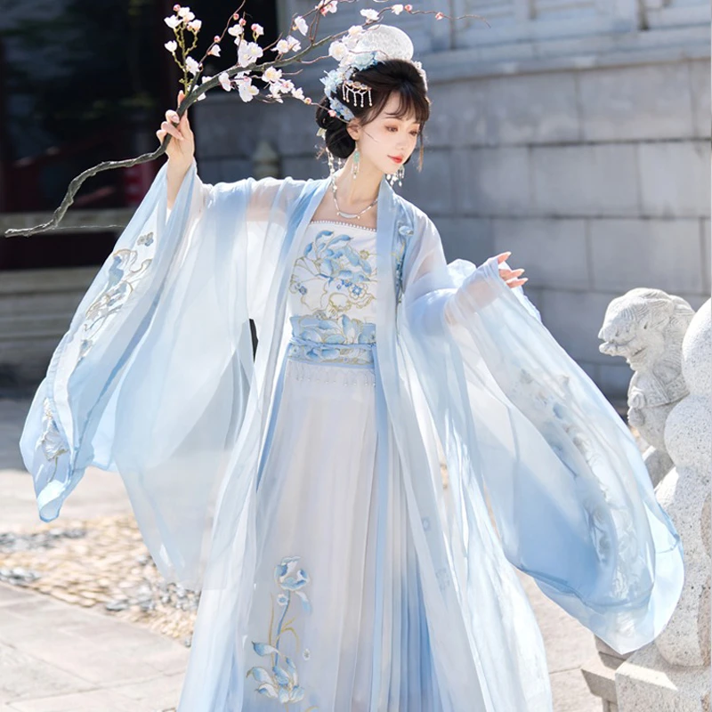 Women-Spring-Fairy-Qiyao-Ruqun-Embroidered-Large-Sleeve-Shirt-Set-1 Lotus Serenity