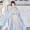 Women-Spring-Fairy-Qiyao-Ruqun-Embroidered-Large-Sleeve-Shirt-Set-2 Women Spring Fairy Qiyao Ruqun Embroidered Large Sleeve Shirt Set