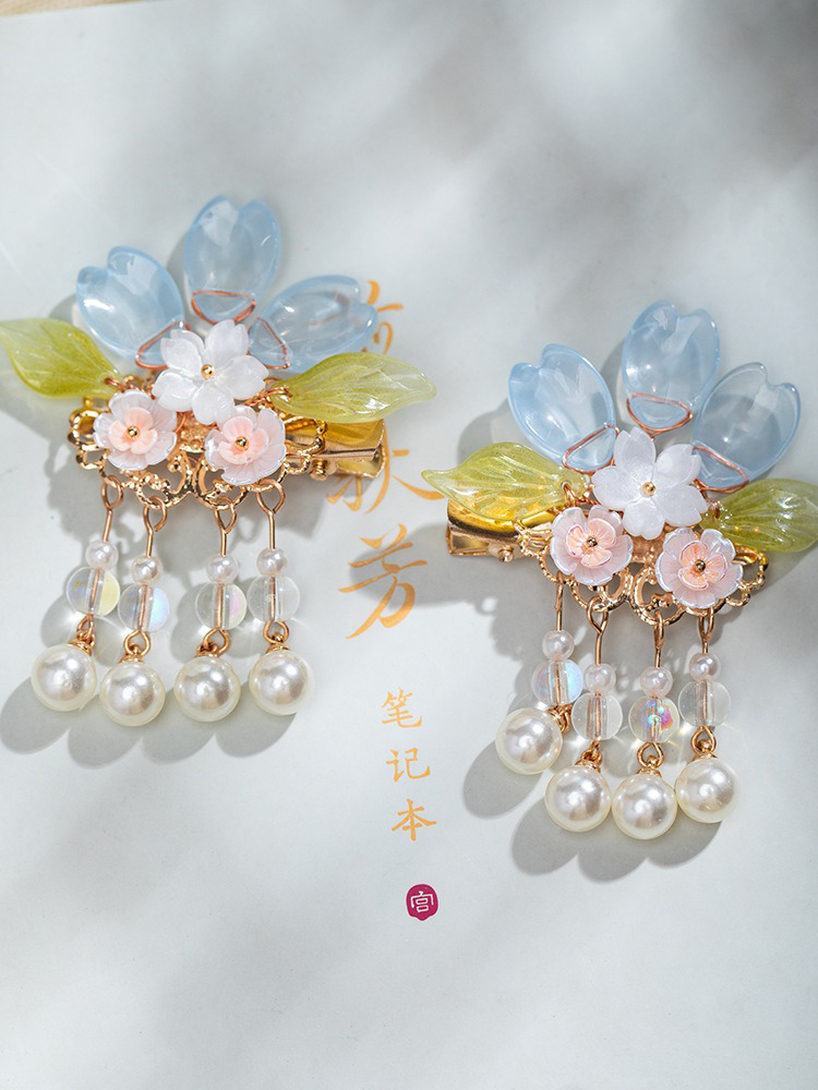 Children Hanfu Headdress Sweet and Cute Tassel Hair Clips