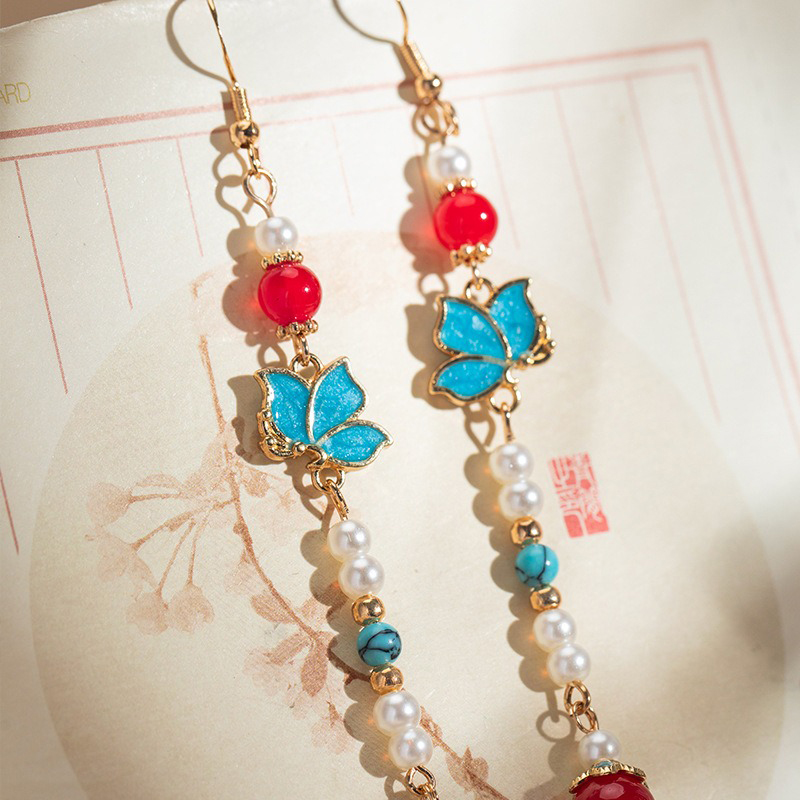 Long-Hanfu-Ladies-Earrings-Dunhuang-Style-Unique-Accessories-1 Long Hanfu Ladies Earrings Dunhuang Style Unique Accessories