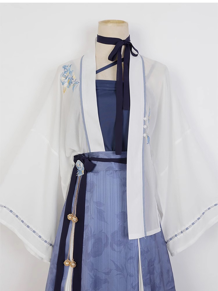 Summer Women Chinese Fashion Hanfu Blue Dress