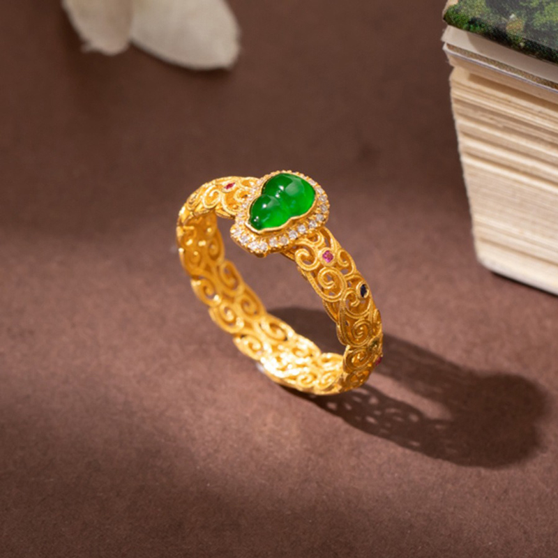 Women-Gold-Gourd-Ring-Designer-Ring-Fashion-Jewelry-2 Women Gold Gourd Ring Designer Ring Fashion Jewelry