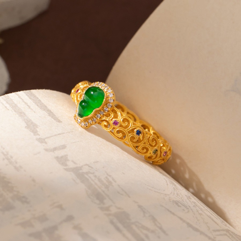 Women-Gold-Gourd-Ring-Designer-Ring-Fashion-Jewelry-3 Women Gold Gourd Ring Designer Ring Fashion Jewelry