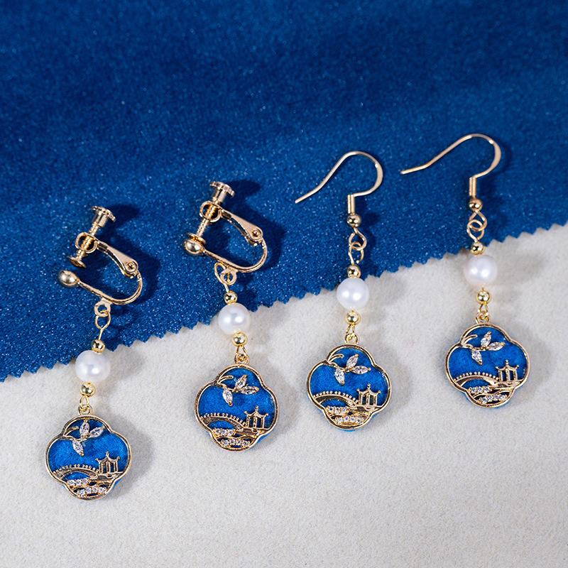 Classical-Earrings-Women-Blue-Smart-Pearl-Earrings-1 Classical Earrings Women Blue Smart Pearl Earrings