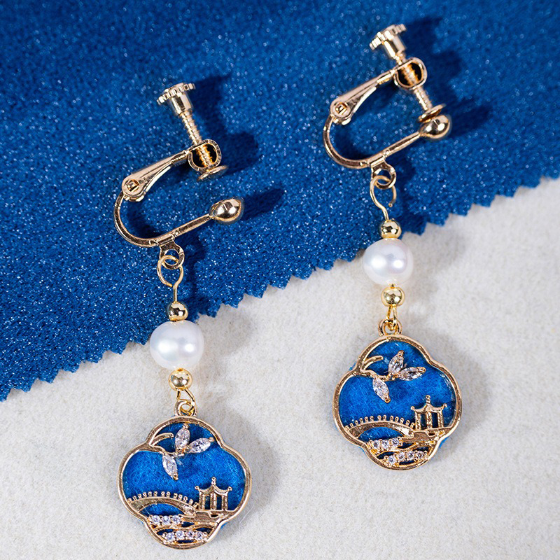Classical-Earrings-Women-Blue-Smart-Pearl-Earrings-3 Classical Earrings Women Blue Smart Pearl Earrings