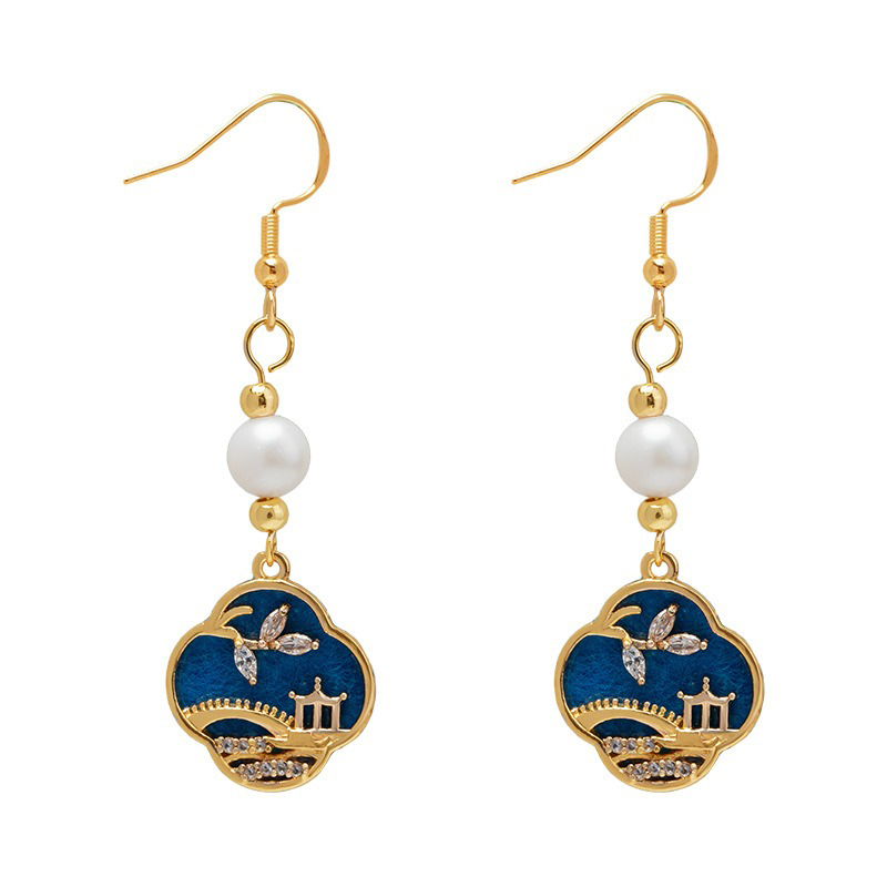 Classical-Earrings-Women-Blue-Smart-Pearl-Earrings-4 Classical Earrings Women Blue Smart Pearl Earrings