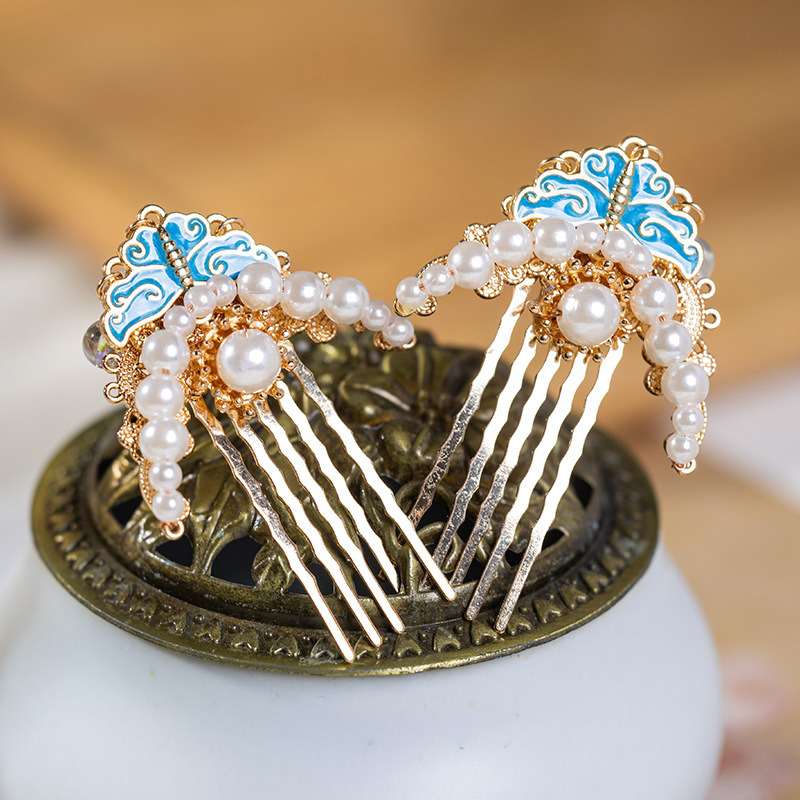 Ming-Dynasty-Hanfu-Hairpin-Ladies-Pearl-Hair-Comb-1 Ming Dynasty Hanfu Hairpin Ladies Pearl Hair Comb